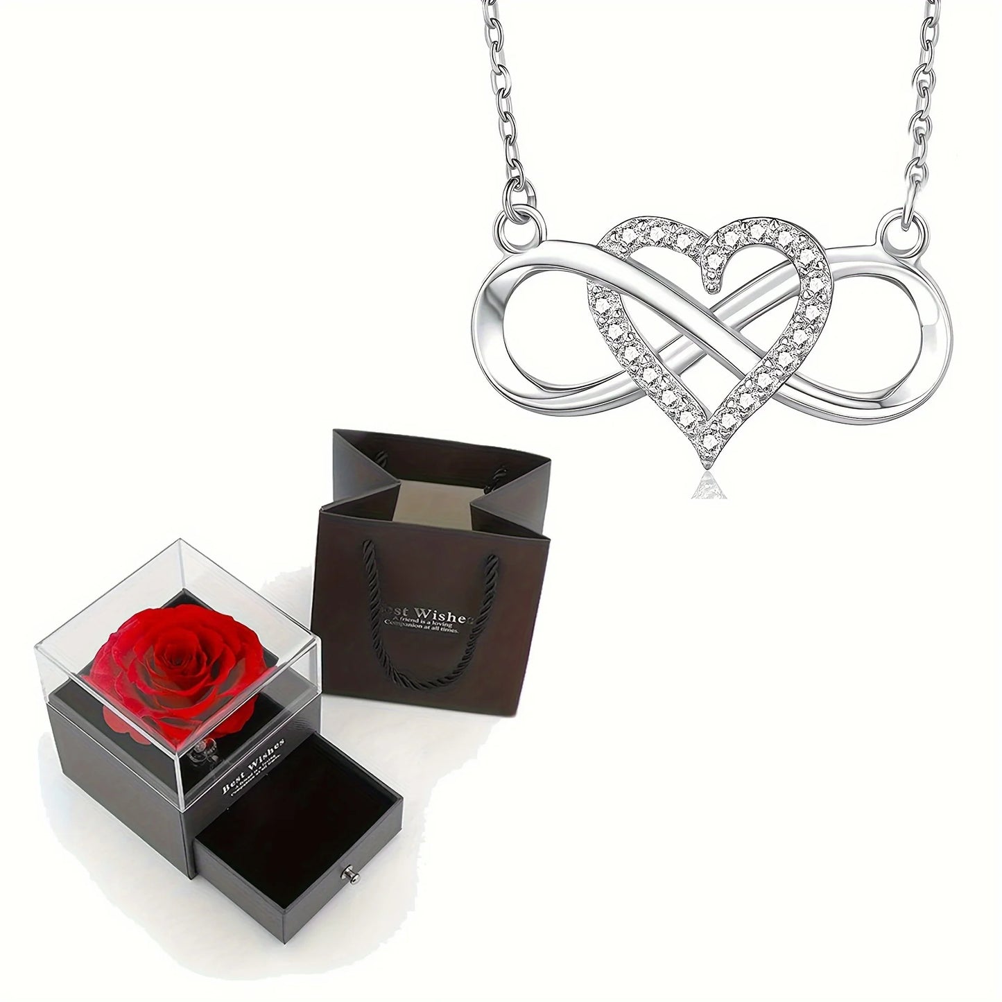 Infinity Heart Pendant Necklace – Elegant Gift with Luxury Rose Box