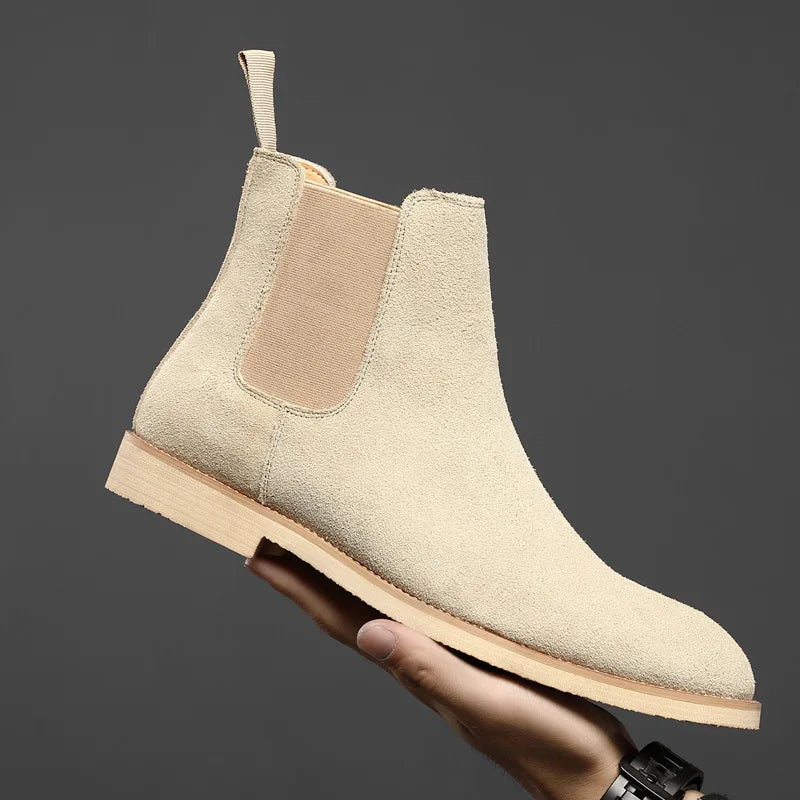 Retro Chelsea Boots for Men – Classic Cowhide Suede Leather High-Top Ankle Boots