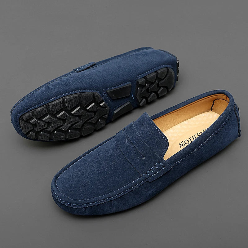 Men's Suede Leather Loafers – Classic, Comfy & Stylish Driving Shoes