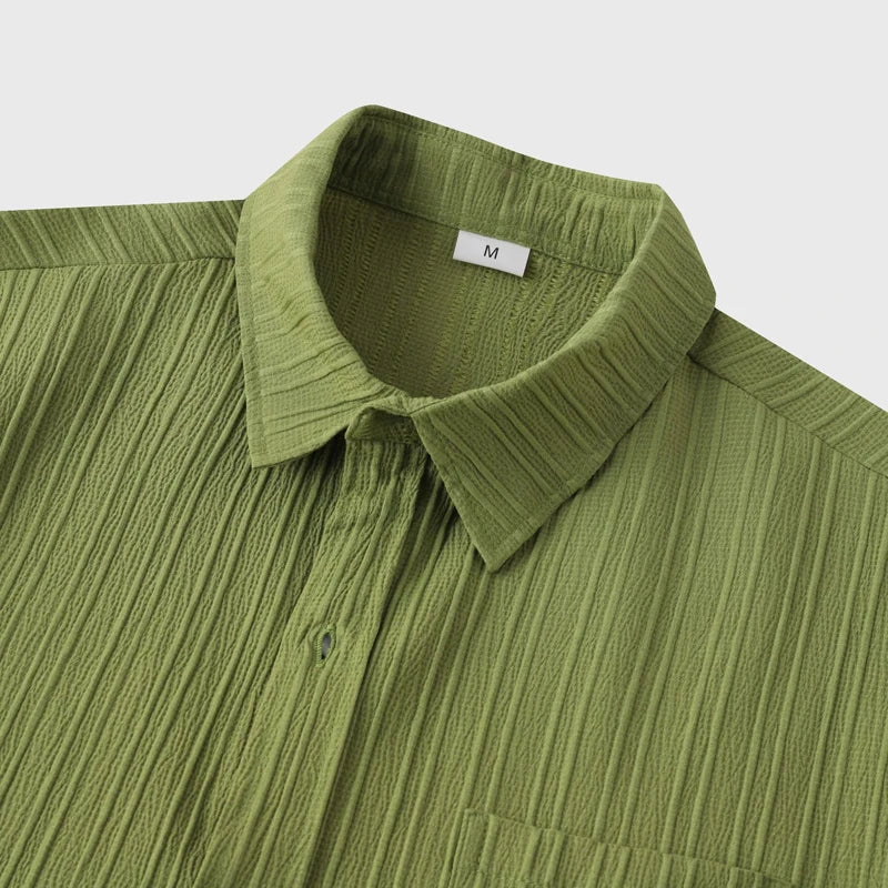 Men's Green Cotton Linen Short Sleeve Shirt – Casual Beach & Party Wear