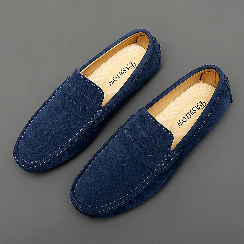 Men's Suede Leather Loafers – Classic, Comfy & Stylish Driving Shoes