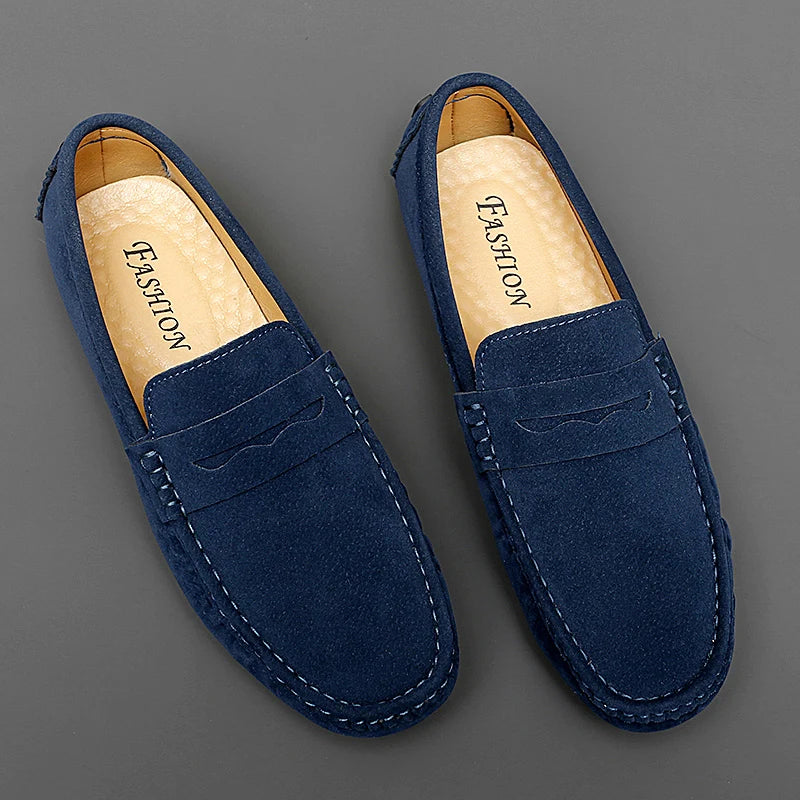 Men's Suede Leather Loafers – Classic, Comfy & Stylish Driving Shoes