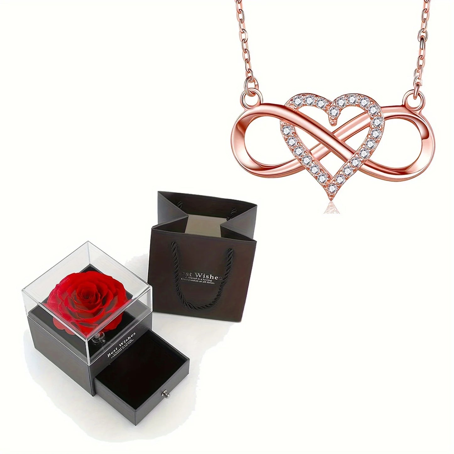 Infinity Heart Pendant Necklace – Elegant Gift with Luxury Rose Box