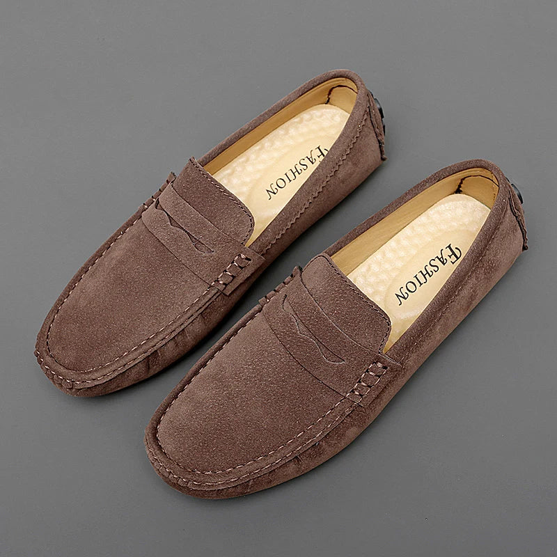 Men's Suede Leather Loafers – Classic, Comfy & Stylish Driving Shoes