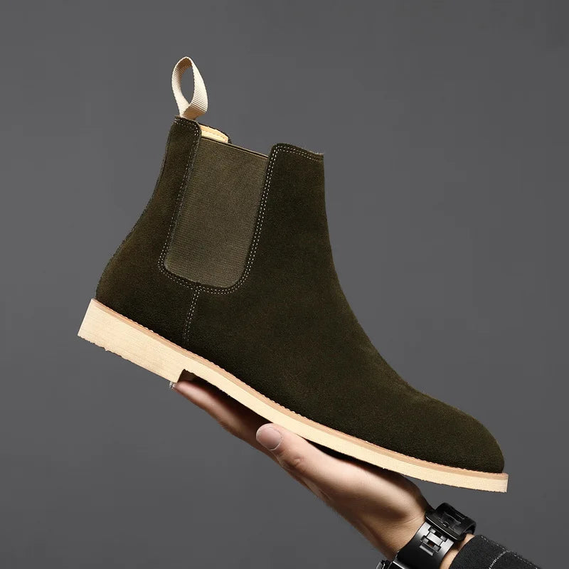 Retro Chelsea Boots for Men – Classic Cowhide Suede Leather High-Top Ankle Boots