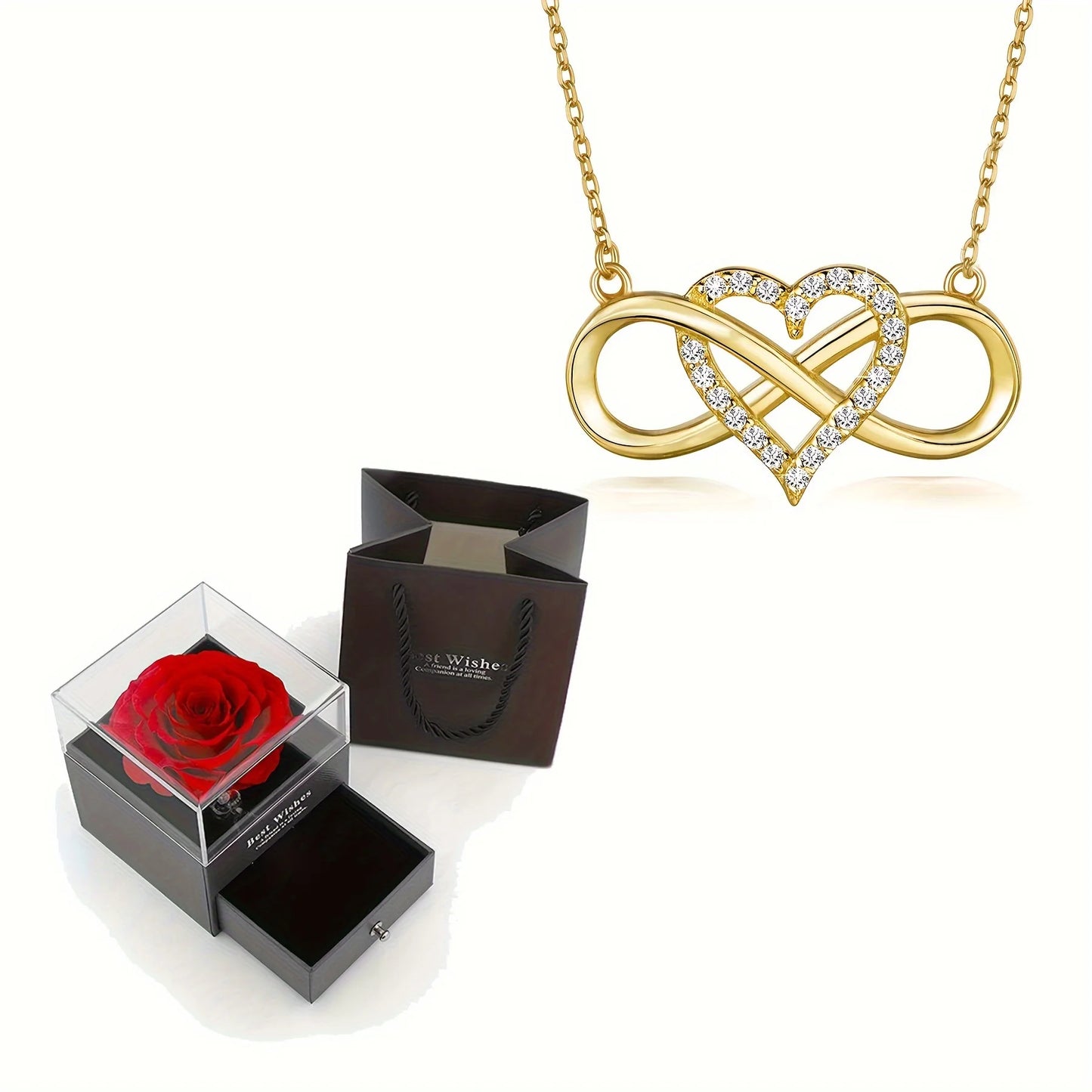 Infinity Heart Pendant Necklace – Elegant Gift with Luxury Rose Box