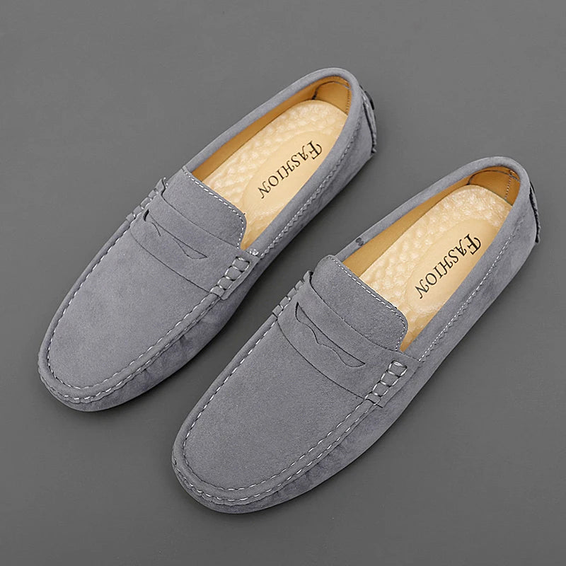 Men's Suede Leather Loafers – Classic, Comfy & Stylish Driving Shoes